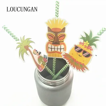 

12pcs/lot Hawaii Party Decoration Pineapple Paper Drinking Straws Tropical Jungle Birthday Party Decorations Kids Adult Supplies