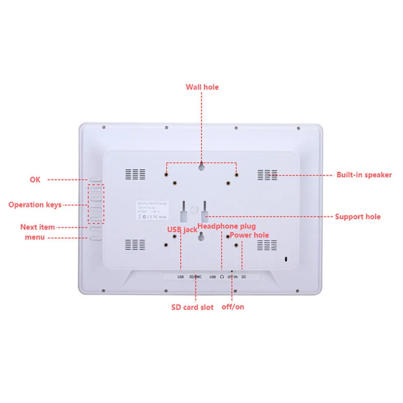 Tycipy 15 &quotЦифровая фоторамка HD LED Электронный двухсторонний ЖК экран с пультом