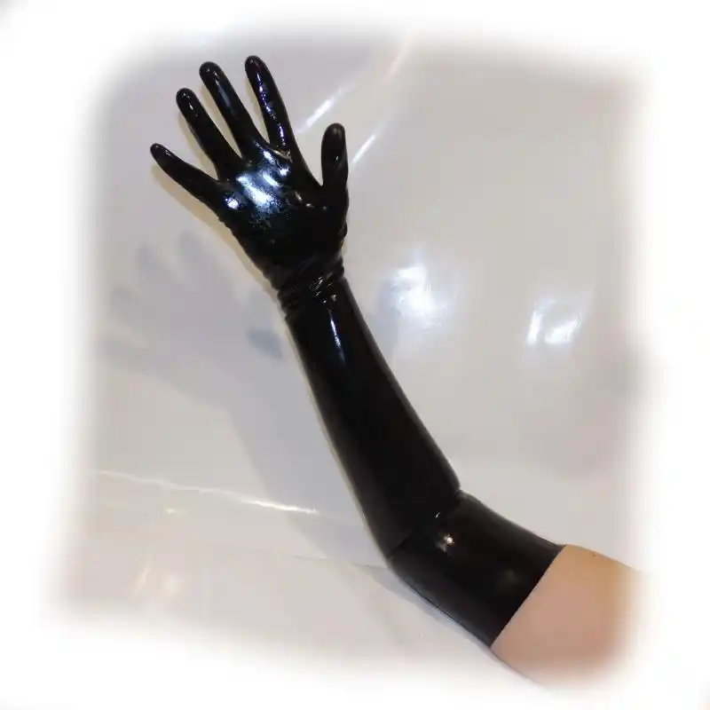 Adult Unisex Black Latex Long Gloves Opera Fetish Latex Gloves Rubber