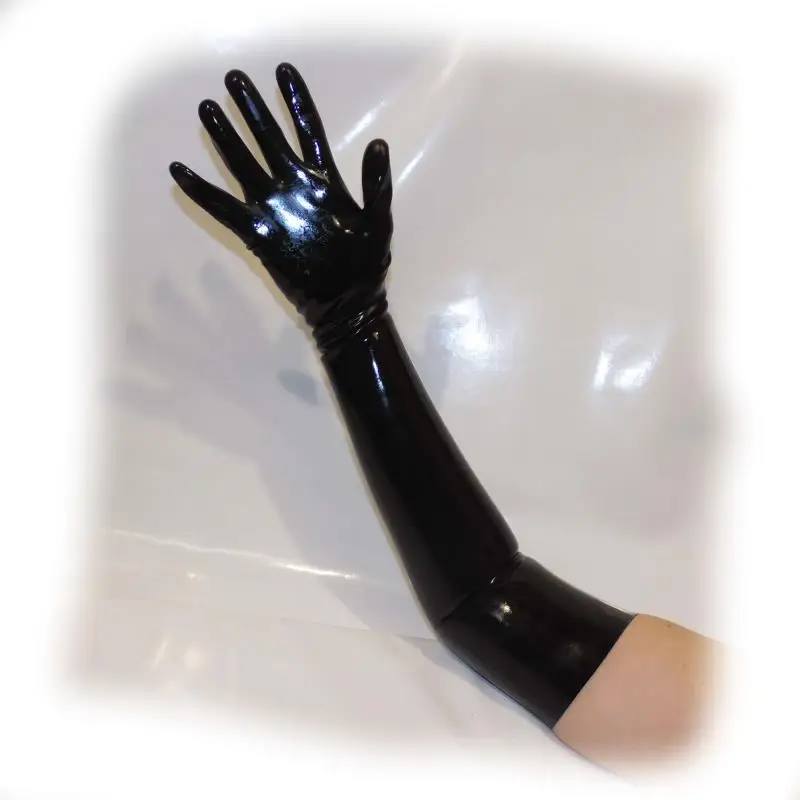 

3D wrist seamless adult unisex black Latex Long gloves fetish latex gloves