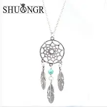 SHUANGR Модная стильная подвеска Ловец снов Мандала лотос ожерелье Йога перо каменные подвесные украшения Ловец снов Ожерелье
