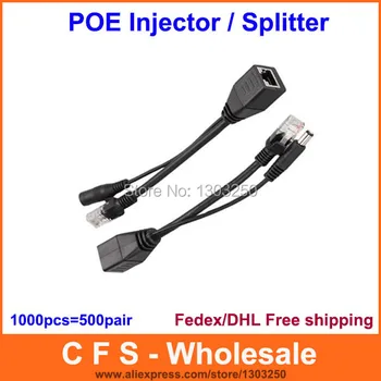 

Power over Ethernet PoE Adapter Injector + Splitter Kit 1000pcs Fedex / DHL Free Shipping wholesale
