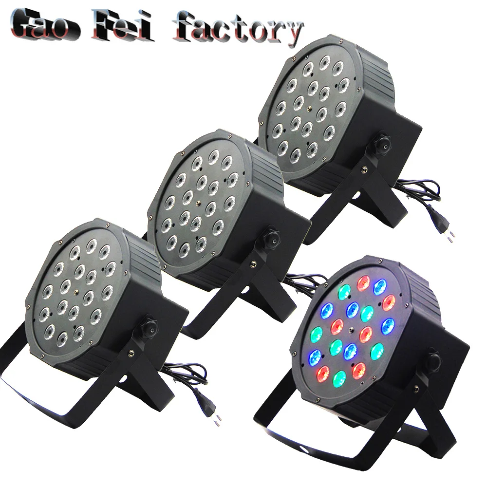 

(4 pieces/lot) DMX Led Par 18w RGB LED Stage Par Light Wash Dimming Strobe Lighting Effect Lights for Disco DJ Party Show