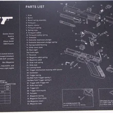 Целеуказатель Glock резиновые перчатки для уборки мат 1" x 11" водонепроницаемый нескользящий чистящий коврик с схемой деталей и инструкциями Armorers коврик для верстака