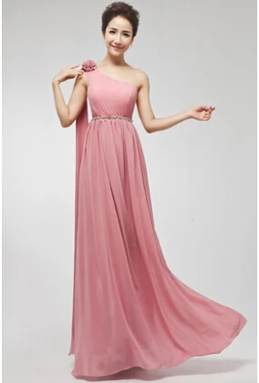 Плюс Размер Макси трапециевидной формы длина до пола одно плечо светло желтый оранжевый Камея шифоновое платье для подружки невесты корсет сзади платье W1796 - Цвет: BLUSH