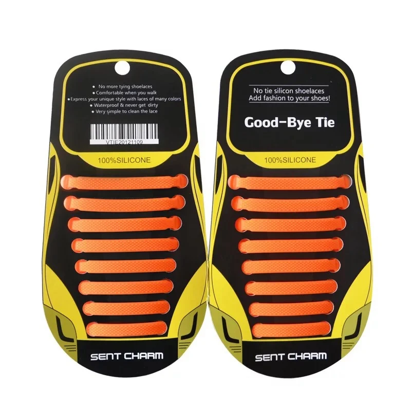 16 шт./лот, эластичные шнурки, силиконовые шнурки, эластичные шнурки, креативные силиконовые шнурки, резиновый шнурок - Цвет: Orange