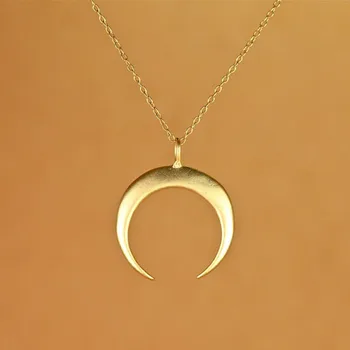 

DAGNGAO fashion Double horn crescent moon Pendant statement Necklace women choker charm necklace girls christmas gift jewelry