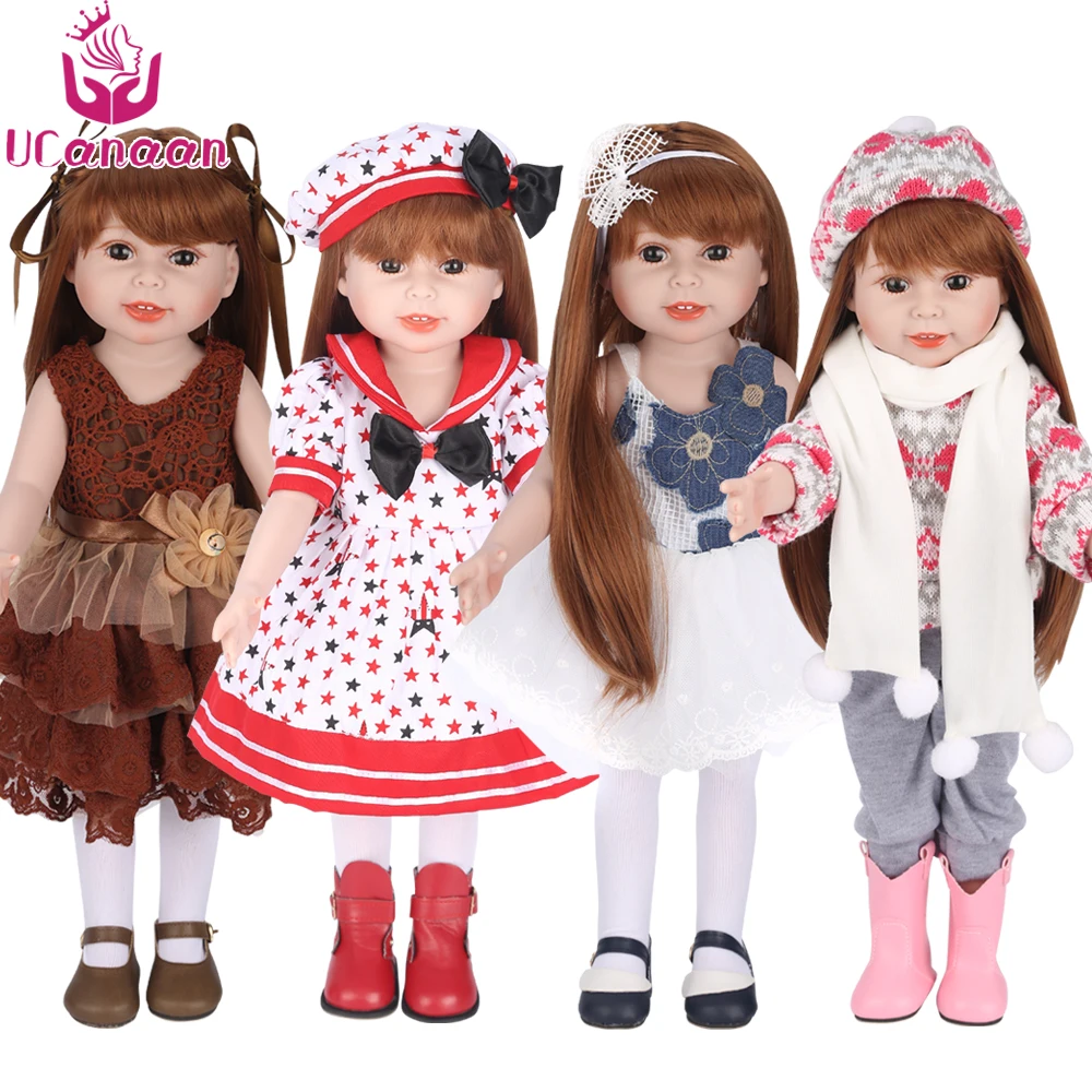 

UCanaan 18Inch 45cm Girls Doll Handmade Soft Silicone Dolls Reborn Baby Toys For Girls Babies New Born Kid's Gifts Toy