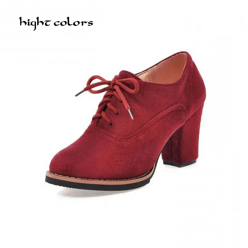 Женские замшевые ботильоны на высоком толстом каблуке шнуровке|women pumps|brand pumpspumps