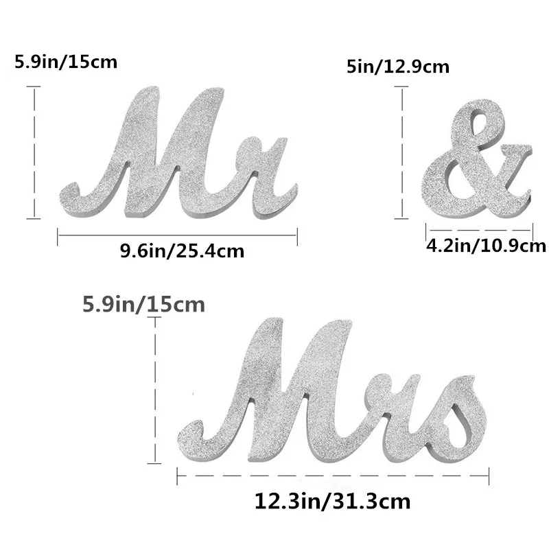  Silver Mr and Mrs Sign Wedding Sweetheart Table Decorations Mr and Mrs Letters Decorative Letters f