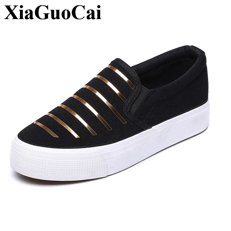 

New Women Canvas Shoes with Platform Slip-on Casual Shoes Flat Loafers Breathable Comfortable Round Toe Soft Solid Zapatos Mujer