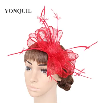 

Classical color wedding sinamay fascinator headwear feather party headpiece race hair accessories millinery church hats MYQ117