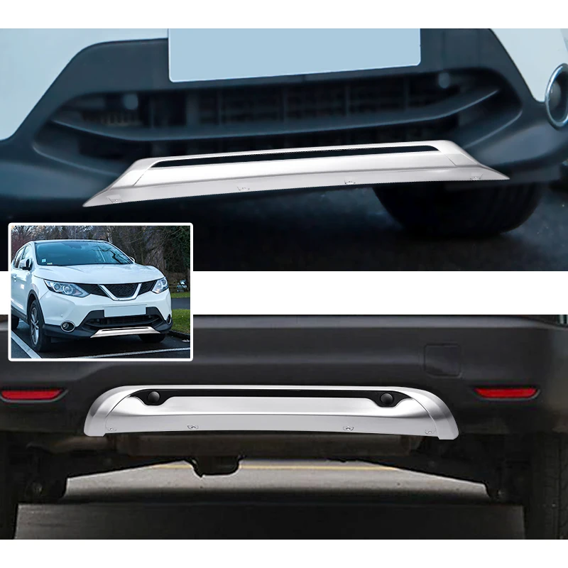 

2x for Nissan Qashqai Dualis J11 2014 2015 2016 Car Front and Rear Bumper Skid Protector Guard Plate Car Styling ABS Accessories