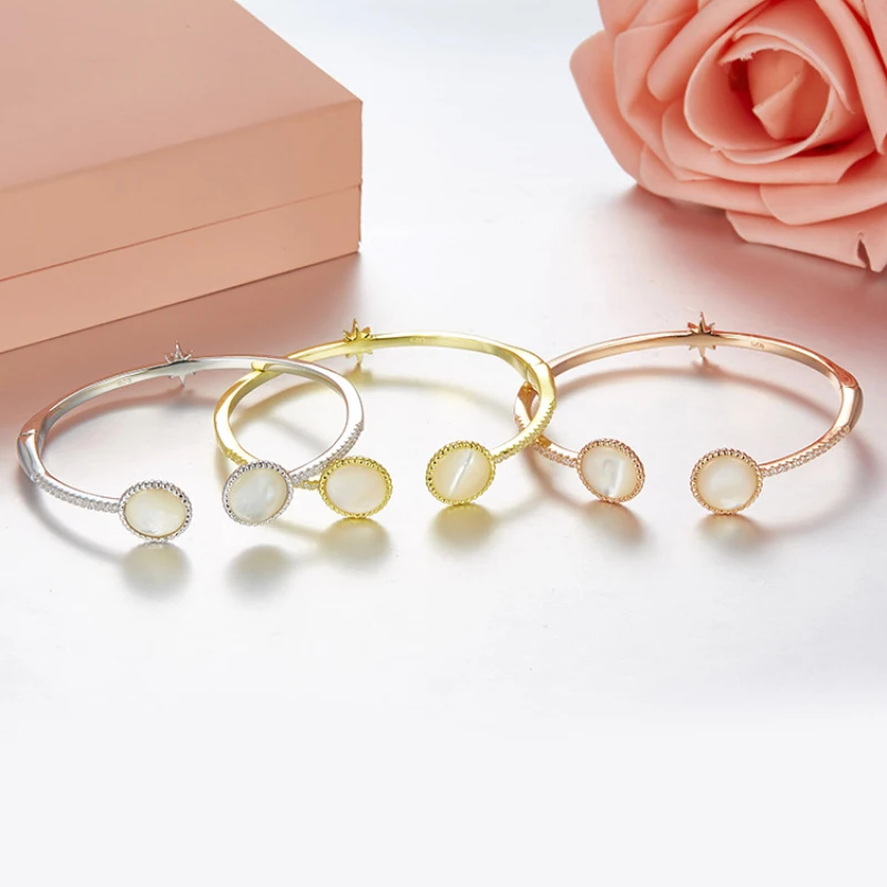 

925 Sterling Silver Inlaid Zircon Double Turquoise Open Bracelet Fashion Jewelry Fits Monaco Jewelry with Women Party Gifts