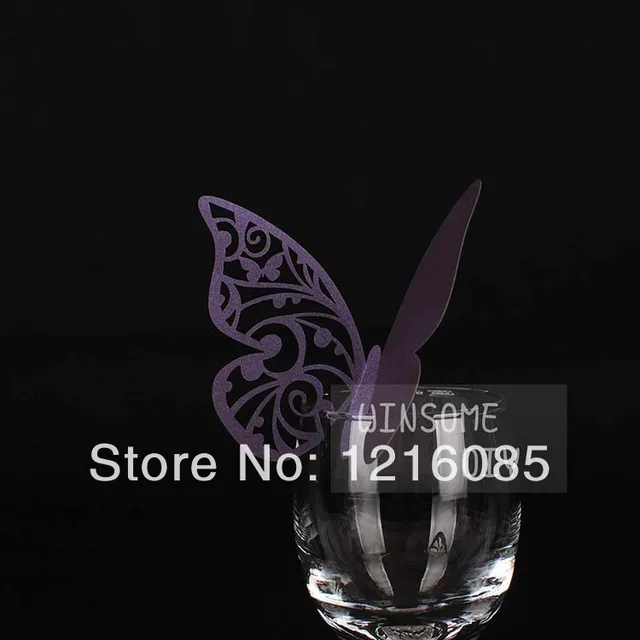 Cheap Wine Glass Marker Cards Whisky Glass Markers Butterfly Purple