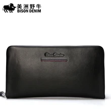 Brand BISON DENIM Men Genuine Leather Bag Large Capacity Purse High Quality Men’s Bag Business Clutch Bag Wallet Free Shipping