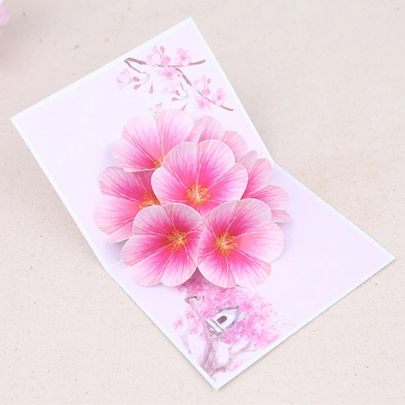 Цветок персика поздравительные открытки ручной работы день рождения свадьба Приглашение письмо Рождество День благодарения 3D всплывающие открытки Gift-m20