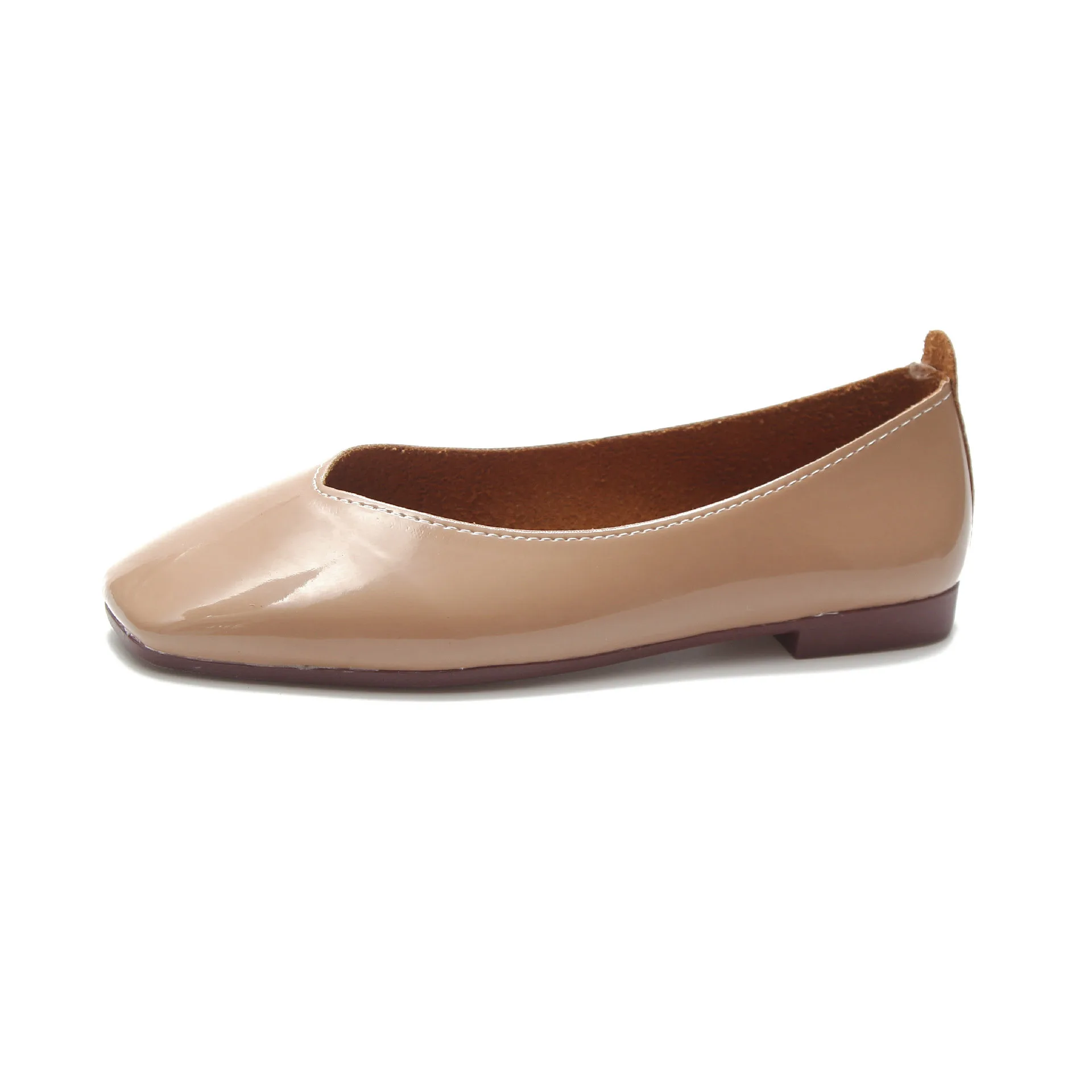 Ms./туфли на плоской подошве с квадратным носком; Новинка года; Повседневная обувь в Корейском стиле; туфли-лодочки на плоской подошве; женская обувь; W36 - Цвет: Apricot color 2