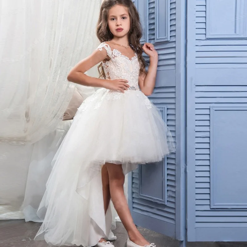 

Lovely Flower Girl Dresses Lace Appliqué Elegant For Wedding Little Girls Child Dress Pageant Holy Communion Dresses