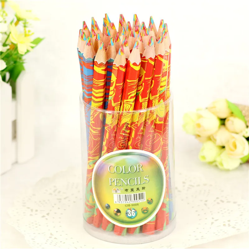 

36Pcs/Set Wooden colored pencil graffiti thick multicolor core hexagonal color core artist rainbow pen