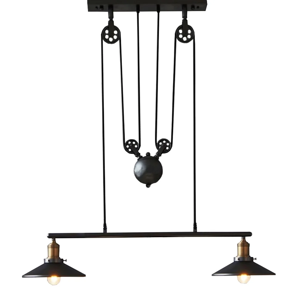 Лофт винтажный подвесной светильник с 3 головками, выдвижной Железный шкив, островная лампа для кухни, украшение дома E27, E26, светильник Эдисона