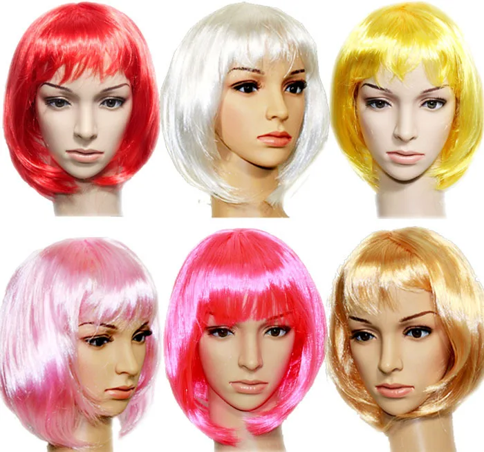 

New 17 color Fashion Women BOBO Wig Cosplay Fake Hair Birthday Bachelorette Party Decoration Mask Party Favor performance props