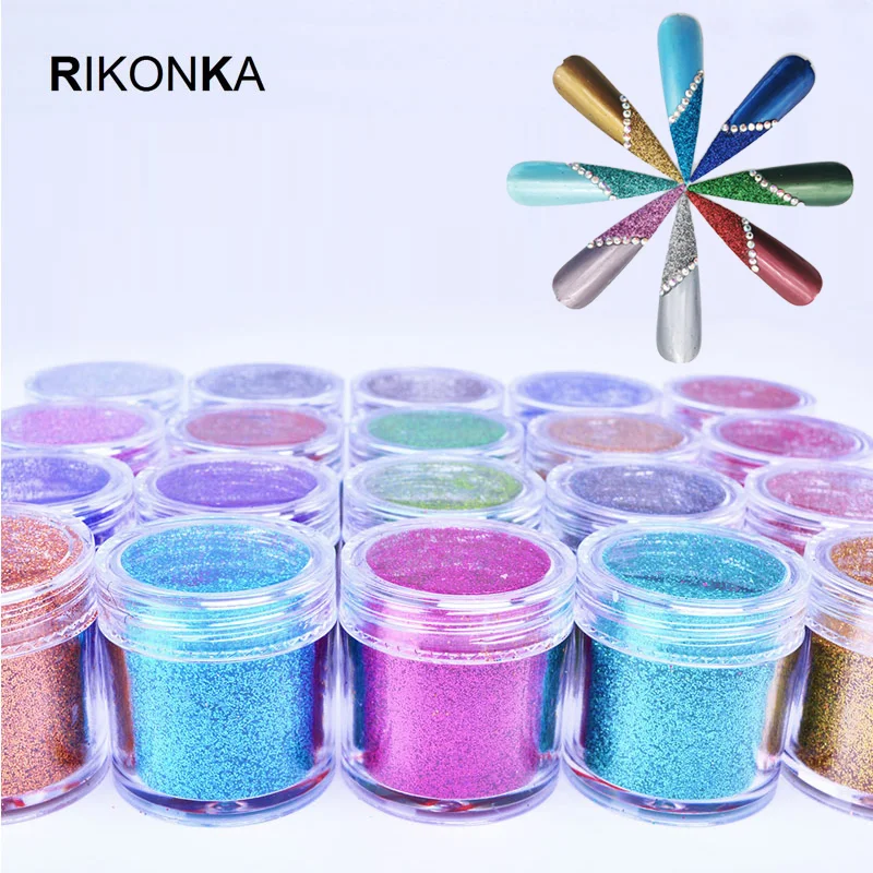 

1 Box Holographic Glitter Pigment Powder Laser Nail Glitter Sugar Dust Nail Powder Shiny Sequins Chrome Nail Art Decorations Set