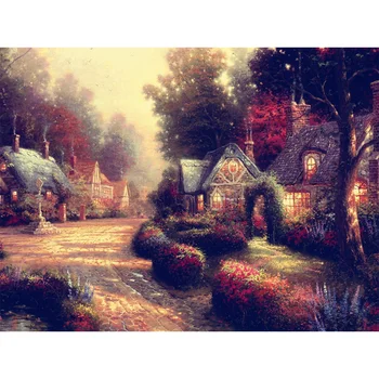 

Diy Diamond painting mosaic Embroidery handcraft cross stitch room decorations Garden town 50*40cm full square rhinestone