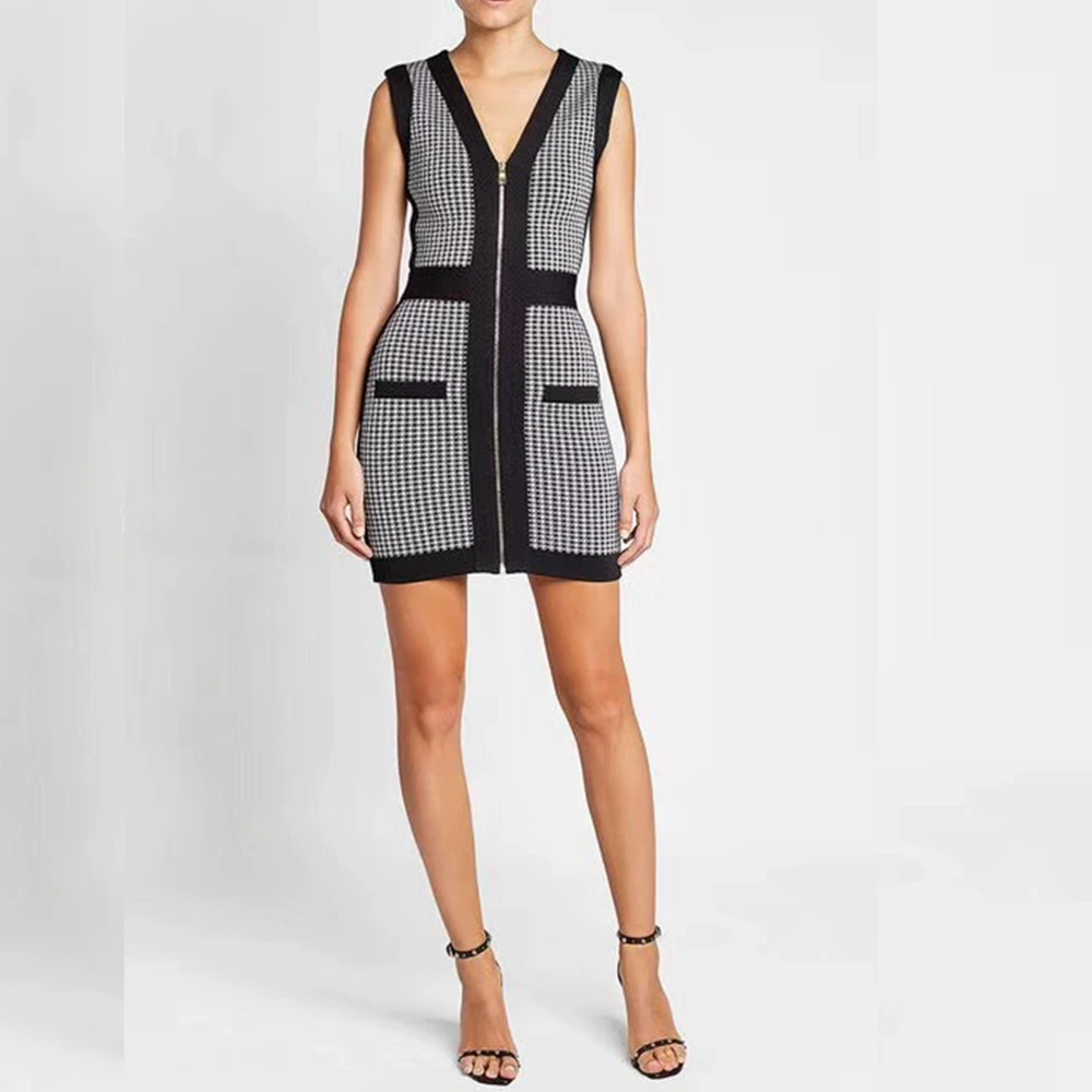 Gray v neck dresses for women black