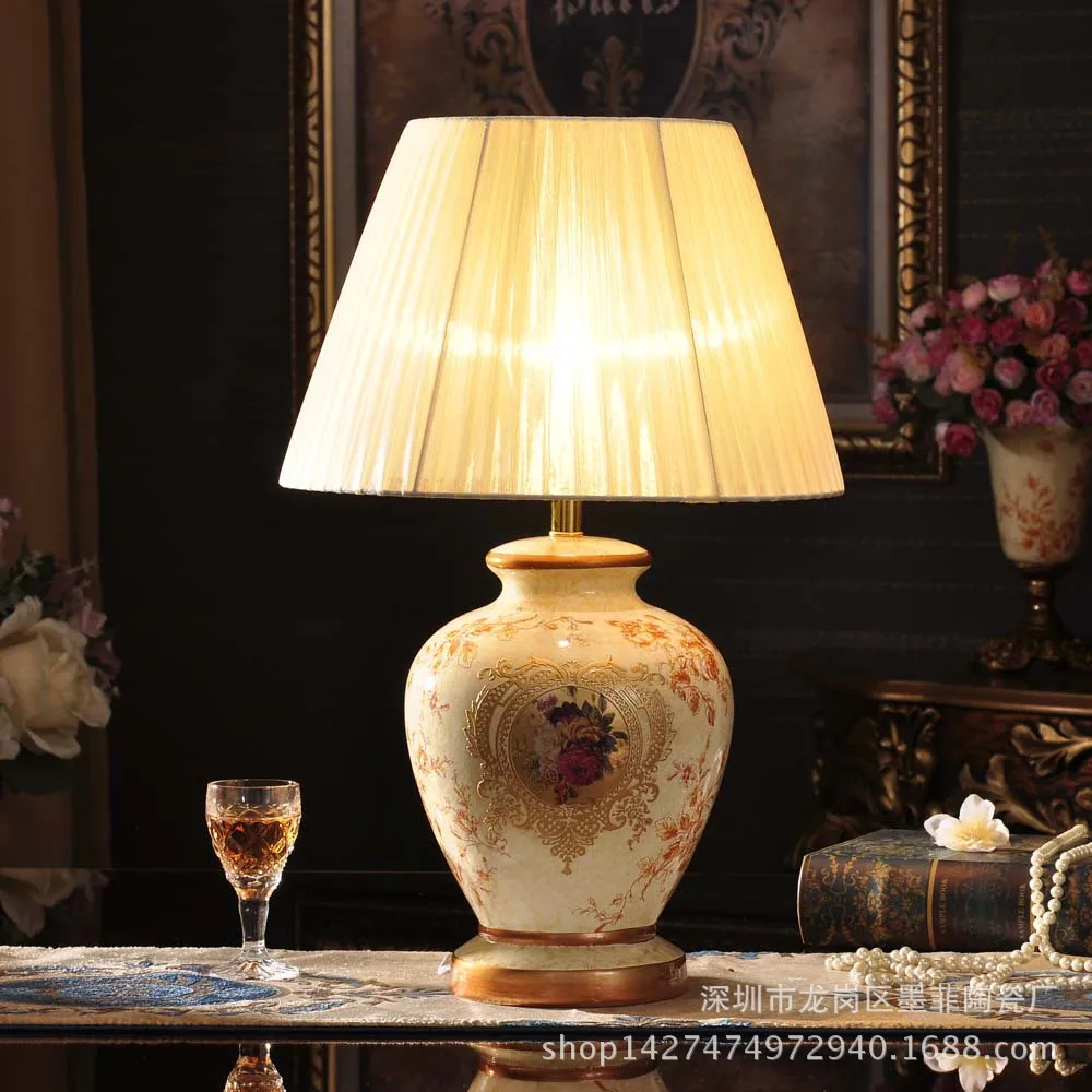 European Style Ceramic Table Lamp Living Room Bedroom Bedside Installed Low Key Luxury Style Furnishings Decoration Creative Gif Decorative Street Lamp Lamp Fluorescentdecorative Battery Powered Table Lamps Aliexpress