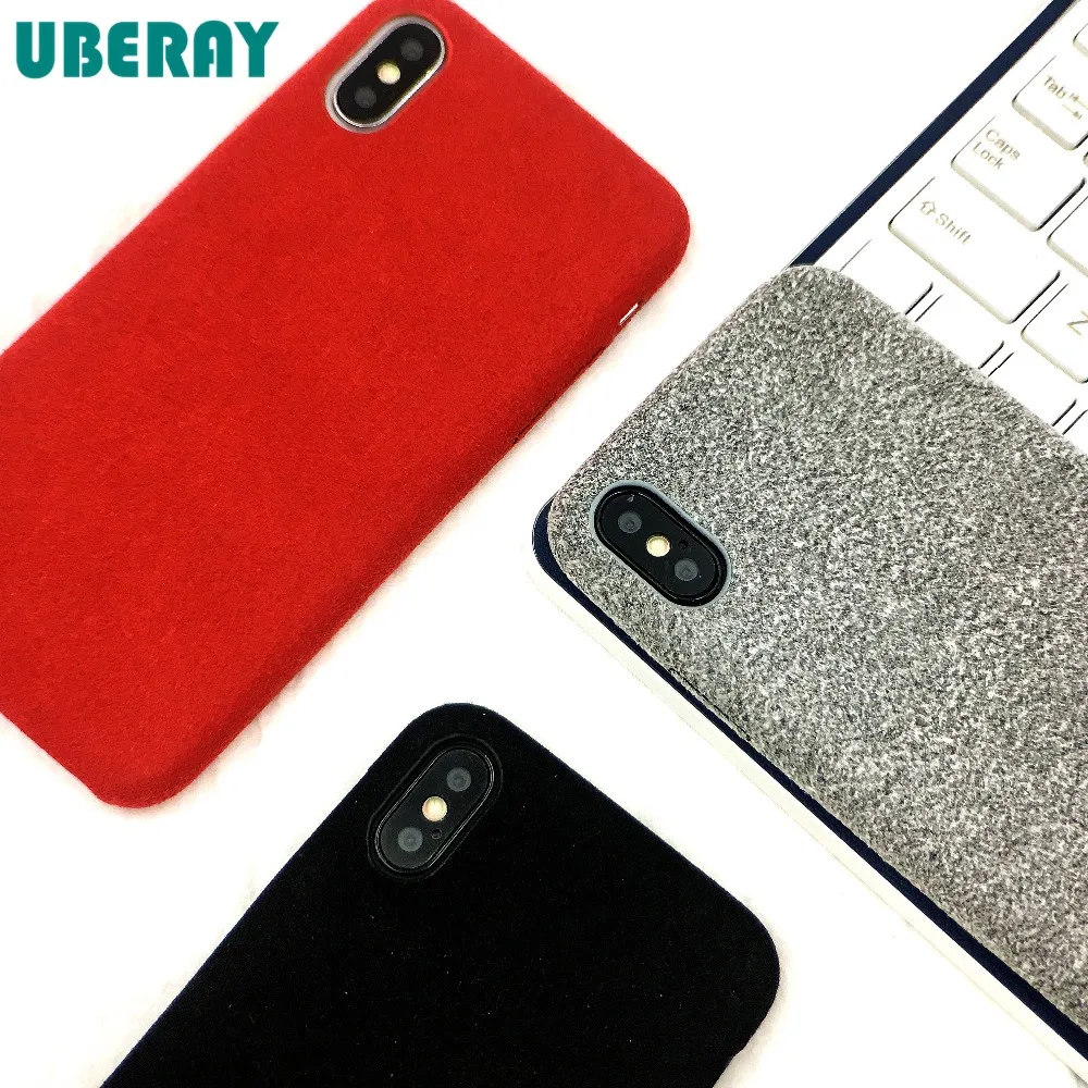 

UBERAY Luxury Case For Apple iPhone X 6 6s 7 8 Plus Phone Case Simple Business Coque Light Gray For iphone 6 6s 7 8 Plus Capa