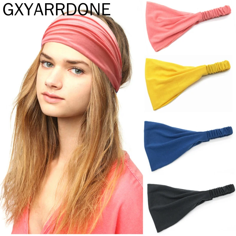 

1pcs Women Girl Cotton Headbands Bandanas Turban Headwrap Solid Color Elastic Headpiece Hair Bands Hair Accessories Bandage