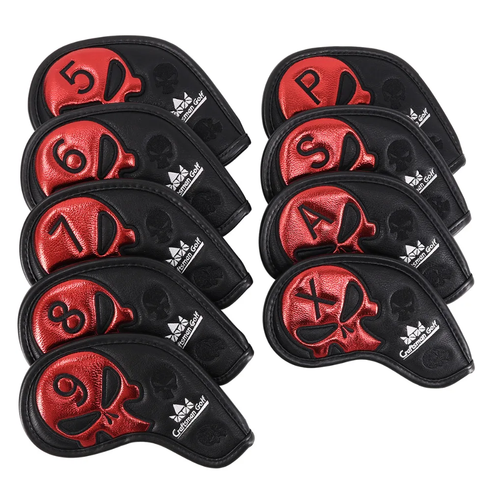 

Golf Headcover Iron Covers Skull Pattern Golf Clubs Protector PU Leather Free Shipping