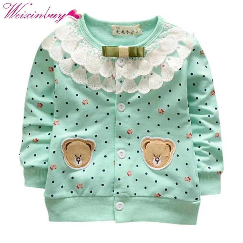 

Spring Autumn Baby Girls Cardigan Kids Cotton Jacket Baby Girls Long Sleeve Warm Button Cartoon Outerwear 0-24M