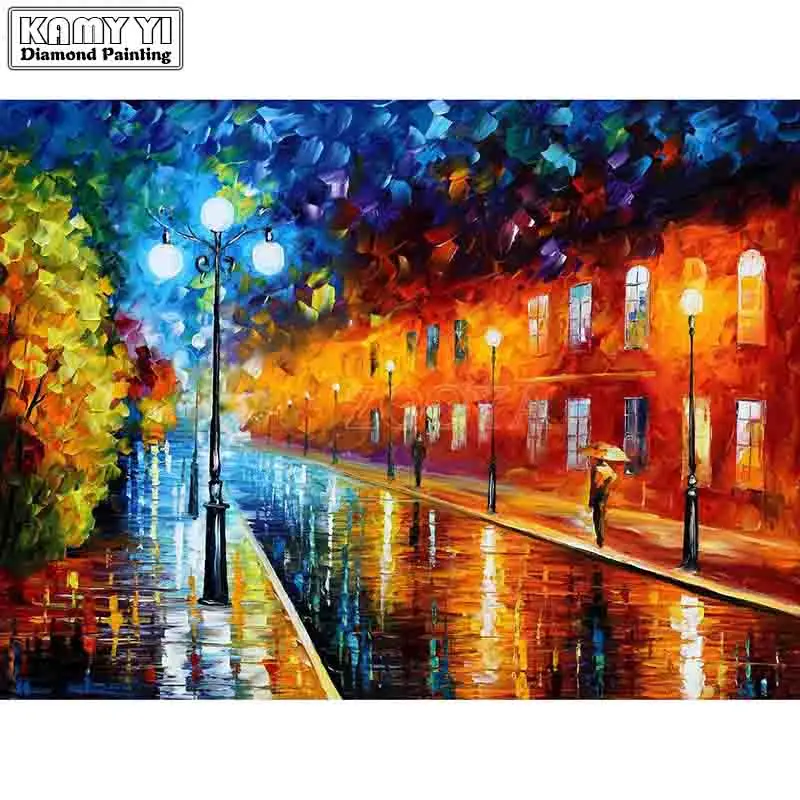 

5D DIY diamond embroidery Street light diamond painting Cross Stitch full square Rhinestone mosaic decoration gift
