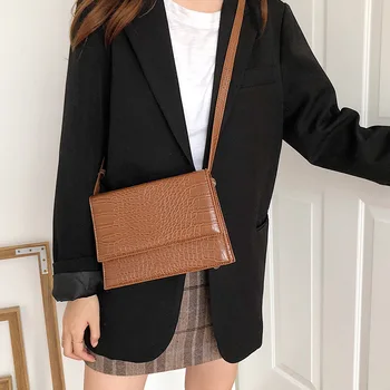 

Bags for women handbag designer Retro simple casual Messenger bag small square bag wild crocodile pattern shoulder ladies bag