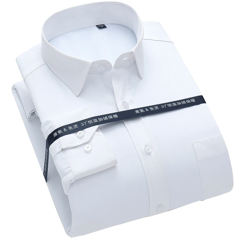 Winter Warm Formal Casual Male Dress Shirt Plus Size New Fashion Brand Camisa Masculina Long Sleeve Shirt Men Korean Slim Design