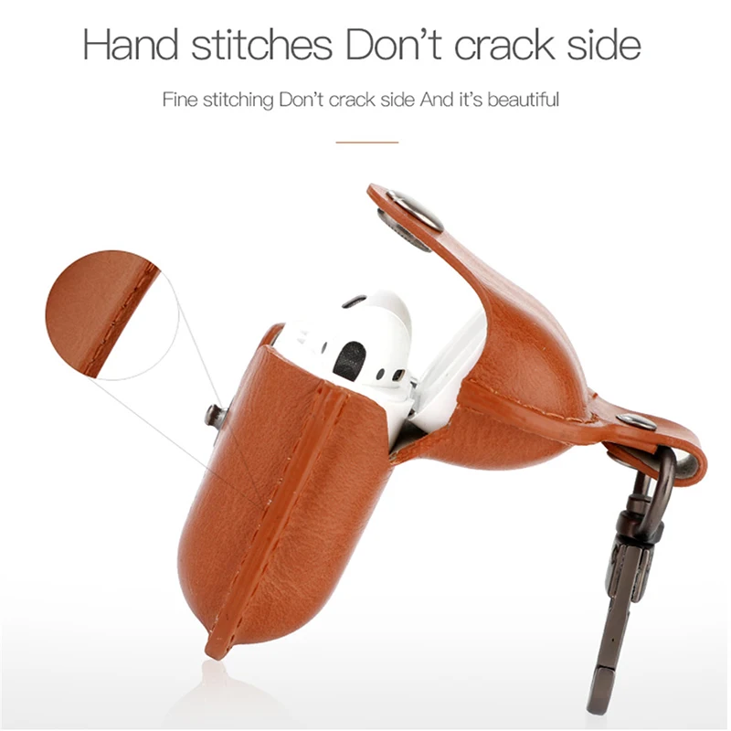 PU Leather Case For Airpods Luxury Business Earpods Box For Apple Earphone Cute Cover For Air Pods With Hook Lovely Protector (6)