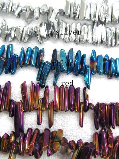 

wholesale discount 20-35mm 2strands Rainbow Mystic Titanium Crystal Quartz Point jewelry bead chains