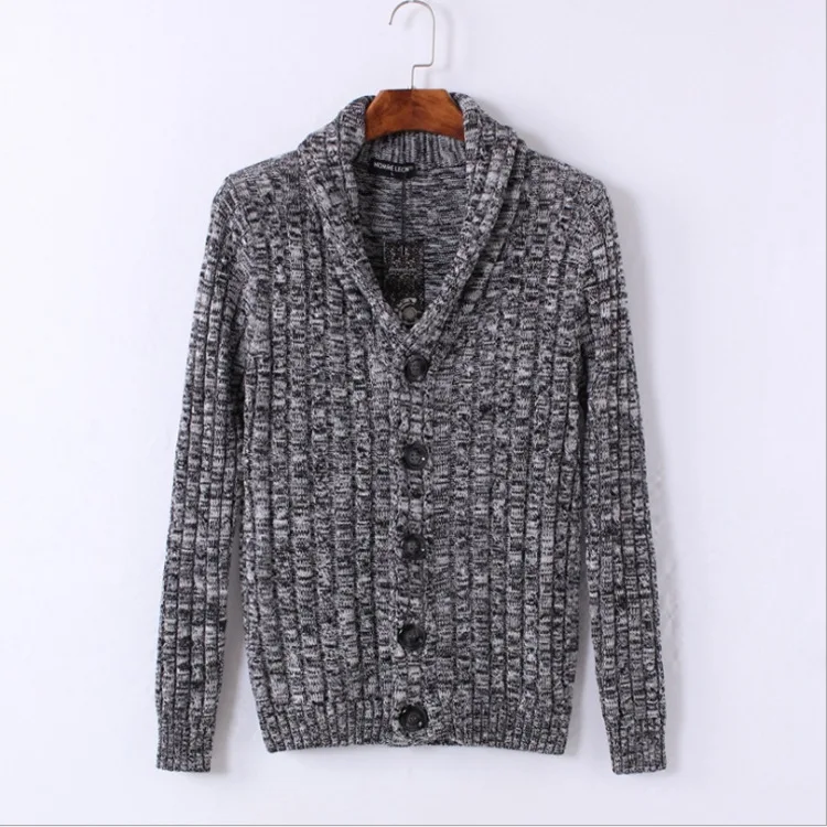New Autumn Winter Sweater Men V Neck Solid Color Slim Fit