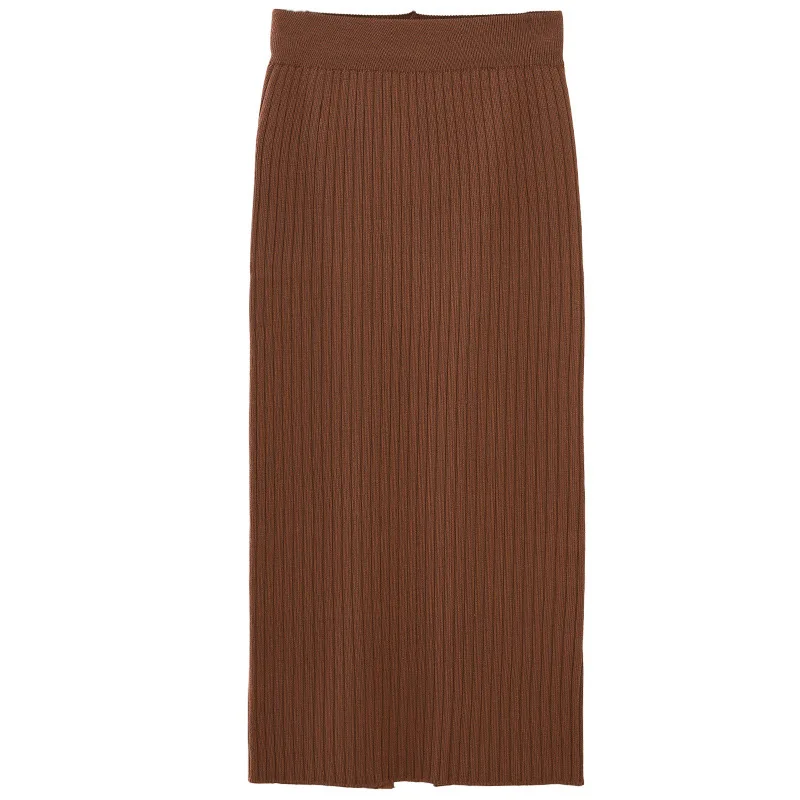 LE CELEBRE Knitting Cotton Women Pencil Skirt 2018 Solid Color Autumn OL Skirts for Lady High Waist Midi Female Red Black | Женская