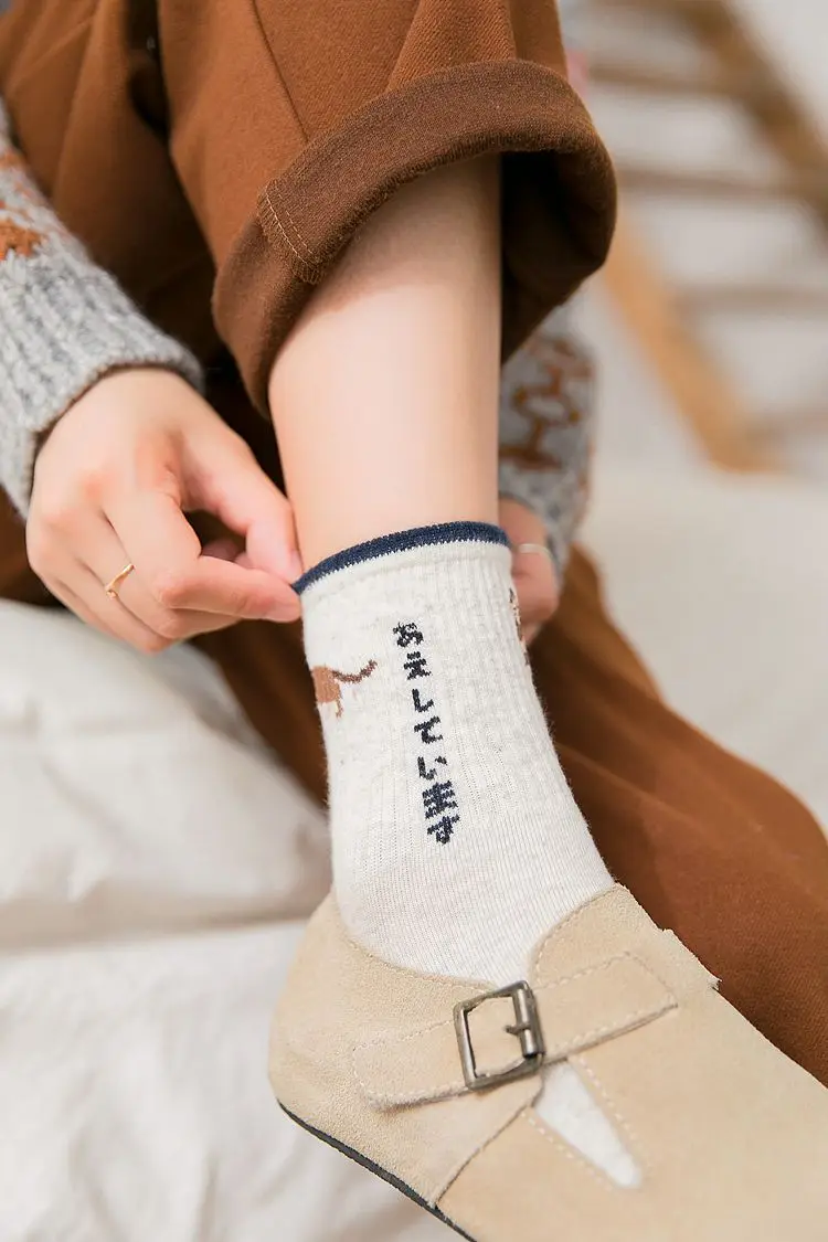 1 пара/лот, Осень-зима, новые носки из чесаного хлопка в японском стиле с рисунком кота для женщин и девочек, черно-белые милые носки, Meias