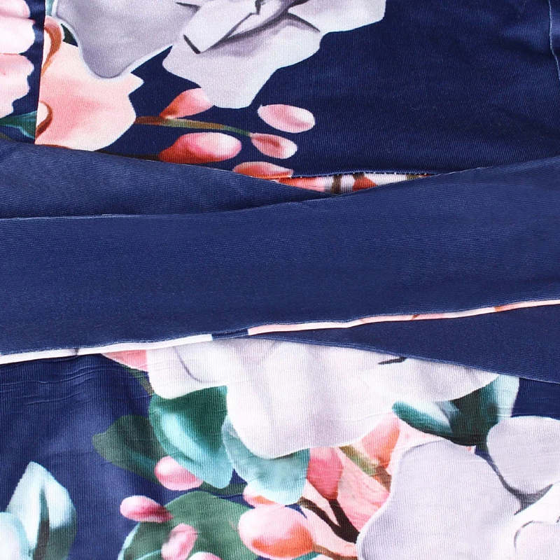 BBYES 3 Colours Autumn Fashion Women Floral Print Belt Stand Collar Short Sleeve Long  Dress Floral Casual Beach Print Dresses