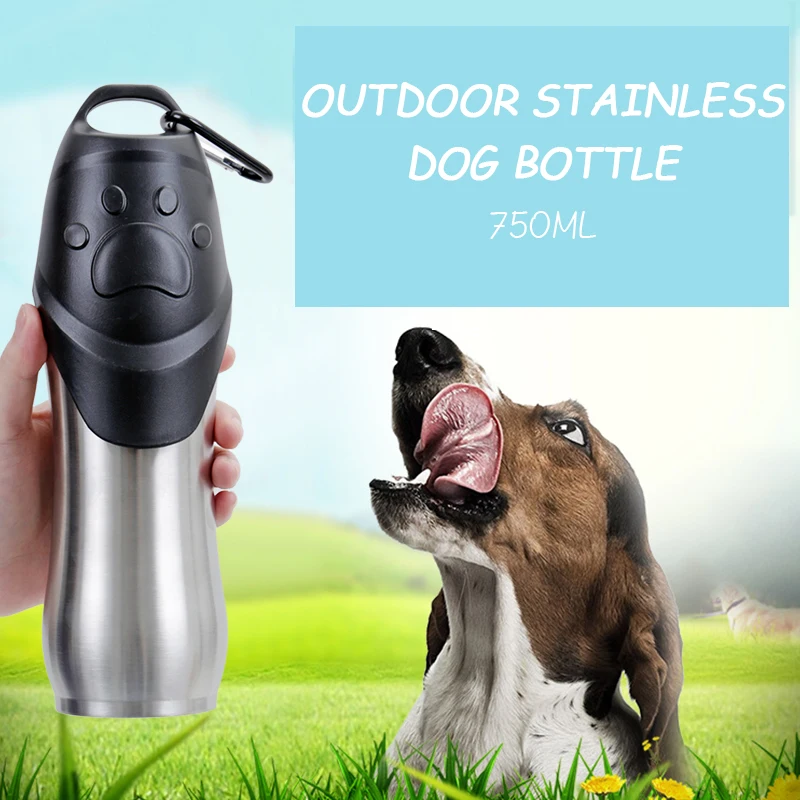 PAWZRoad 750ml Pet Dog Water Bottles Outdoor Stainless Steel Drink