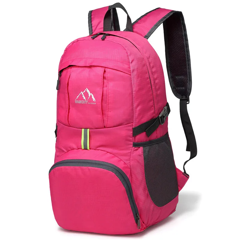VASCHY Складной Водонепроницаемый рюкзак с безопасным светоотражающим легким походным рюкзаком, рюкзак для путешествий, сумки для девочек, мальчиков, женщин, мужчин - Цвет: Hot Pink