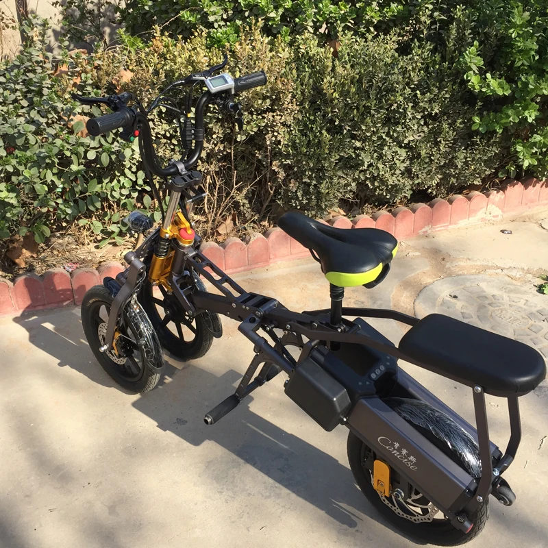 Bicicleta eléctrica plegable rápida de un botón bicicleta eléctrica de tres ruedas doble batería de moda para padres e hijos bicicleta de viaje