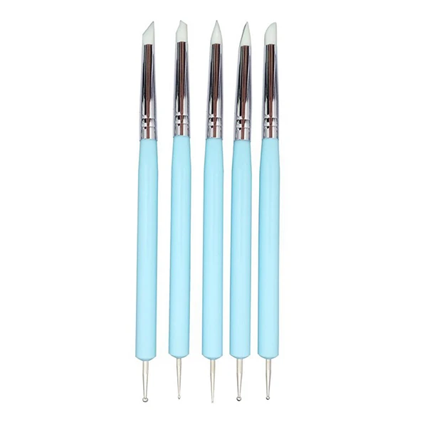 FBIL-5 X 2 voies stylo à bille outil de pointage Silicone couleur Shaper brosses stylo pour polymère argile poterie modélisation Sculpture