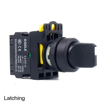 

5 PCS Push button switch Selector switch Short handle 3-Position Latching IP40
