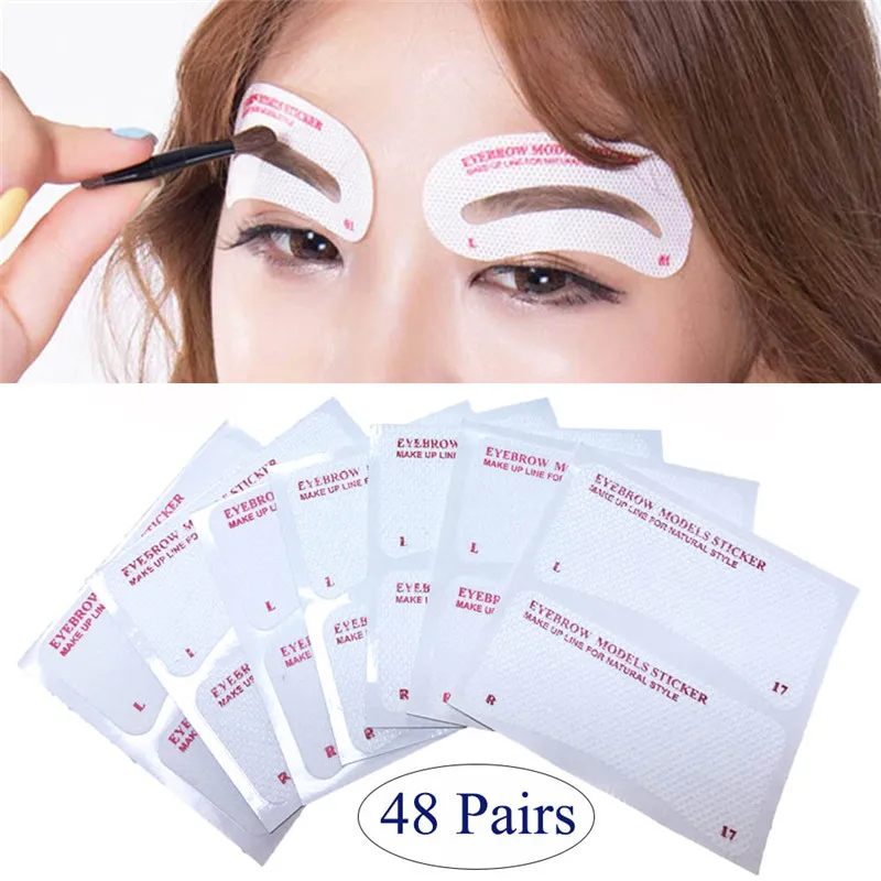 24 Styles Eyebrow Stencils 48 Pairs Non Woven Eyebrow Shaping Stencils