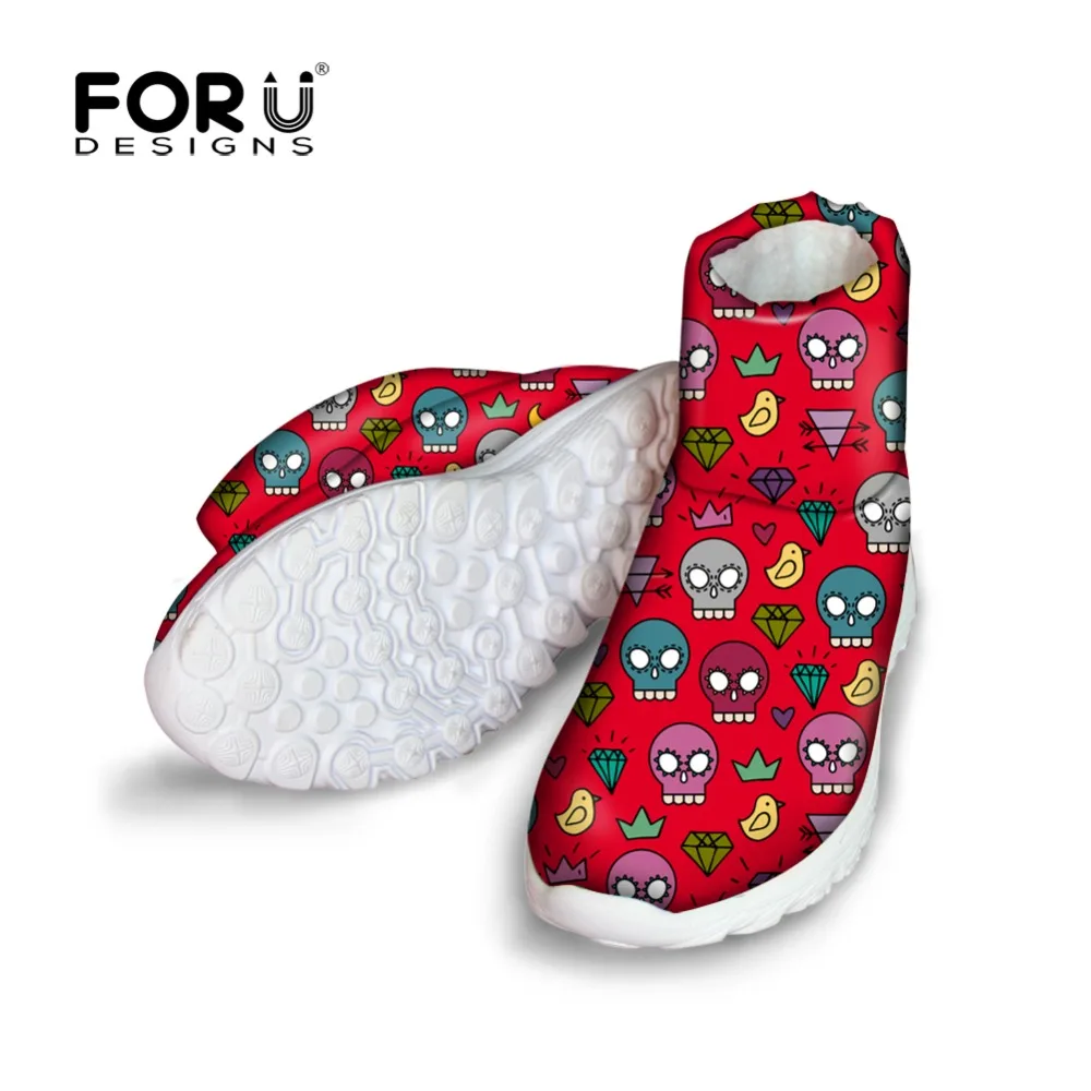 

FORUDESIGNS Skull Puzzle Cute Fashion Girls Warm Short Boots High Quality Women Winter Cotton Ankle Boots Woman Rain Boots Mujer